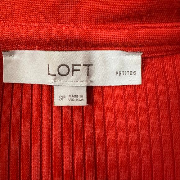 LOFT Women's Ribbed Polo Shirt Petite Size SP In Red - Picture 5 of 10